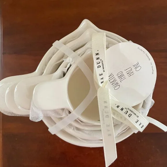 Rae Dunn White Ceramic Nesting Measuring Cups with Handles - Picture 4 of 5